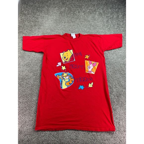 VINTAGE Winnie The Pooh Shirt Womens OS Red Tigger Piglet Oversized Sleep Shirt - Picture 1 of 12